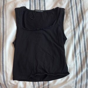Stradivarius Black Fitted Sleeveless Tank Top